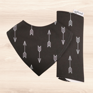 Arrows on Black Dribble Bib & Arrows on Black Burp Cloth