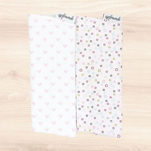 Dainty Hearts & Circles on Pink Burp Cloth Combo