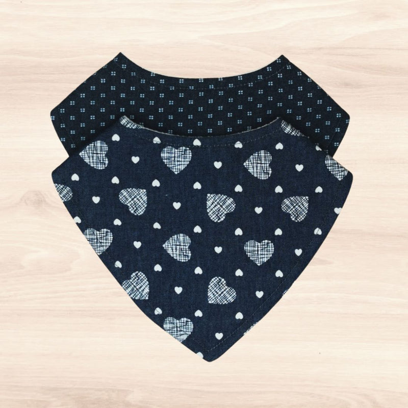 Denim Doby & Denim Hearts Bib Combo