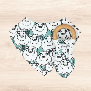 Flock of Sheep Dribble Bib & Flock of Sheep Teething Ring