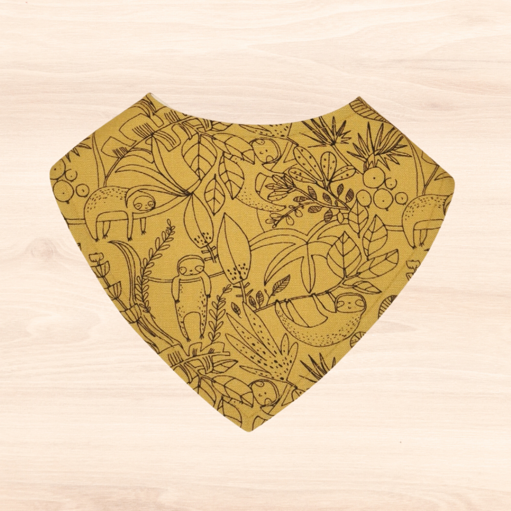 Hanging Sloths Mustard Dribble Bib