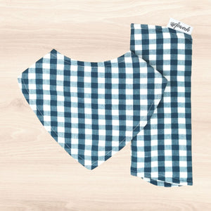 Indigo Gingham Dribble Bib & Indigo Gingham Burp Cloth