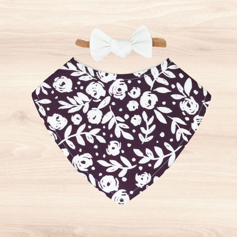 Isabella Floral Dribble Bib & White Little-Bow