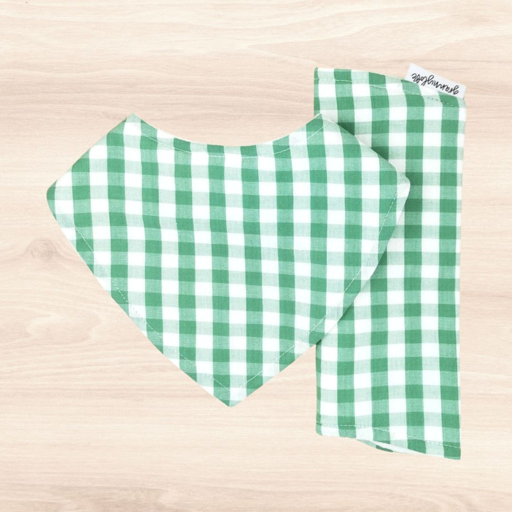 Lagoon Gingham Dribble Bib & Lagoon Gingham Burp Cloth