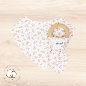 Organic Baby Floral Dribble Bib & Baby Floral Teething Ring