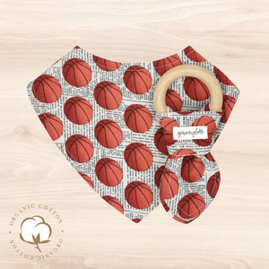 Organic Basketball Dribble Bib & Basketball Teething Ring