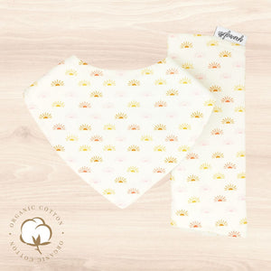 Organic Boho Suns Dribble Bib &  Boho Suns Burp Cloth