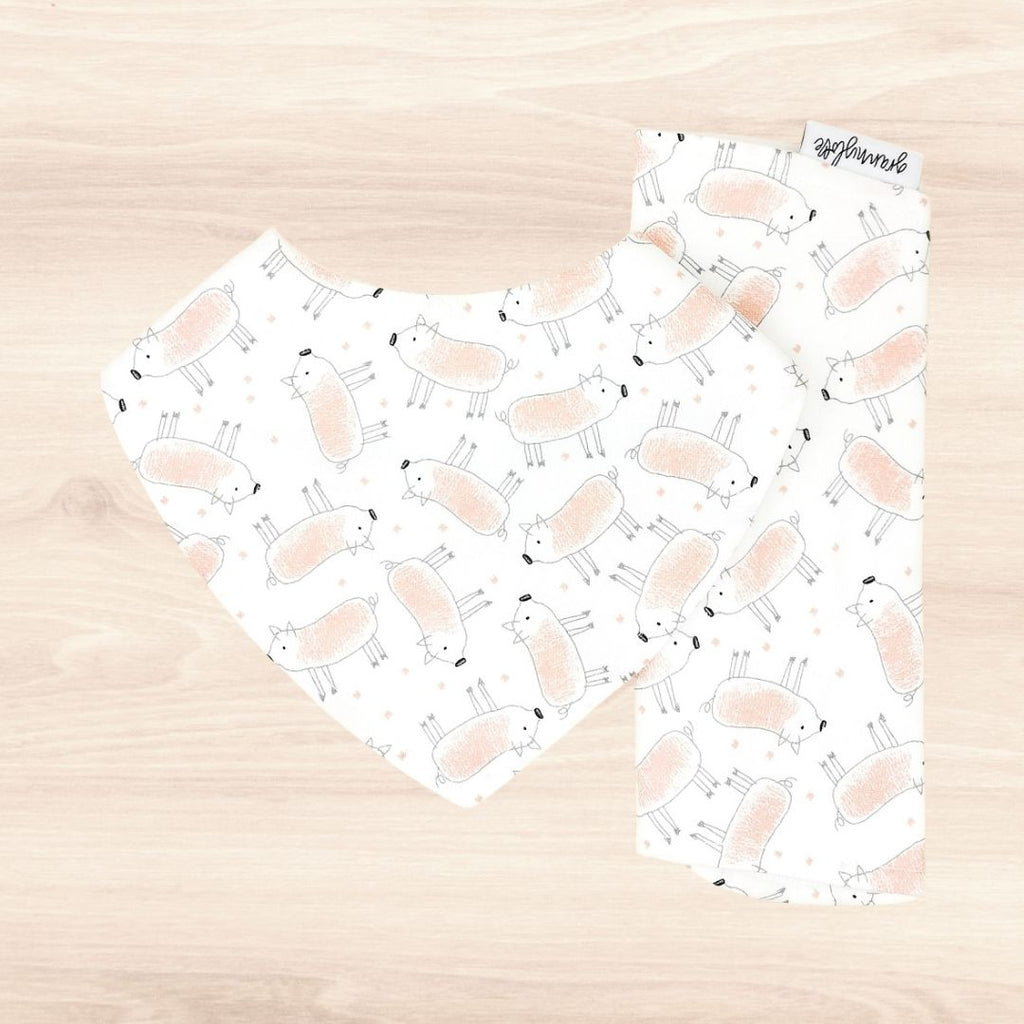 Piglets Dribble Bib & Piglets Burp Cloth
