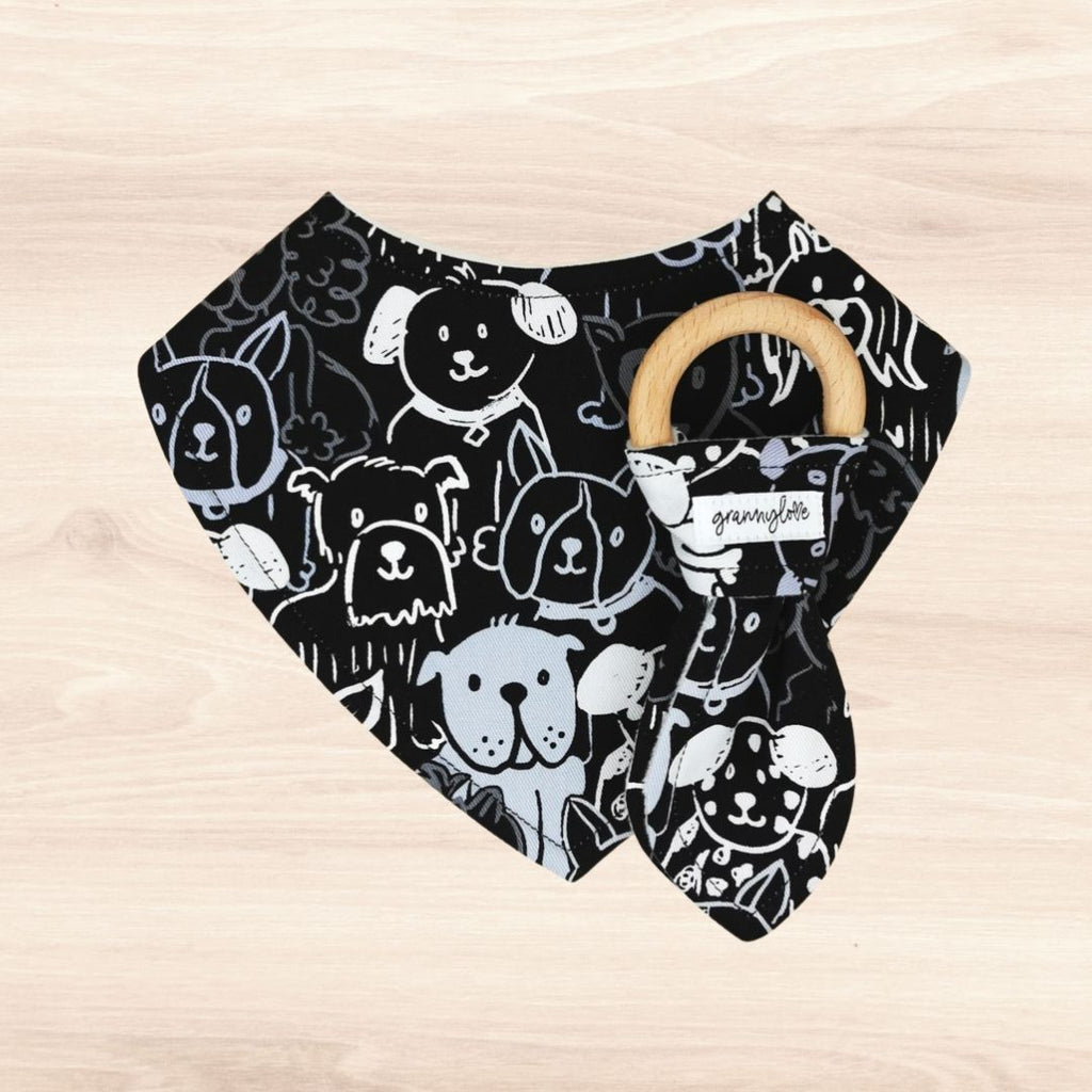 Sketchy Dogs Dribble Bib & Sketchy Dogs Teething Ring